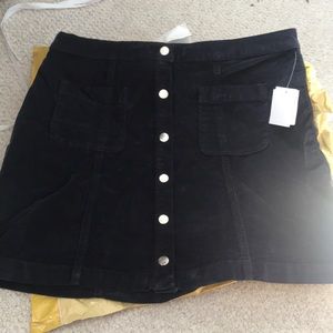 Urban Outfitters navy corduroy buttoned mini skirt